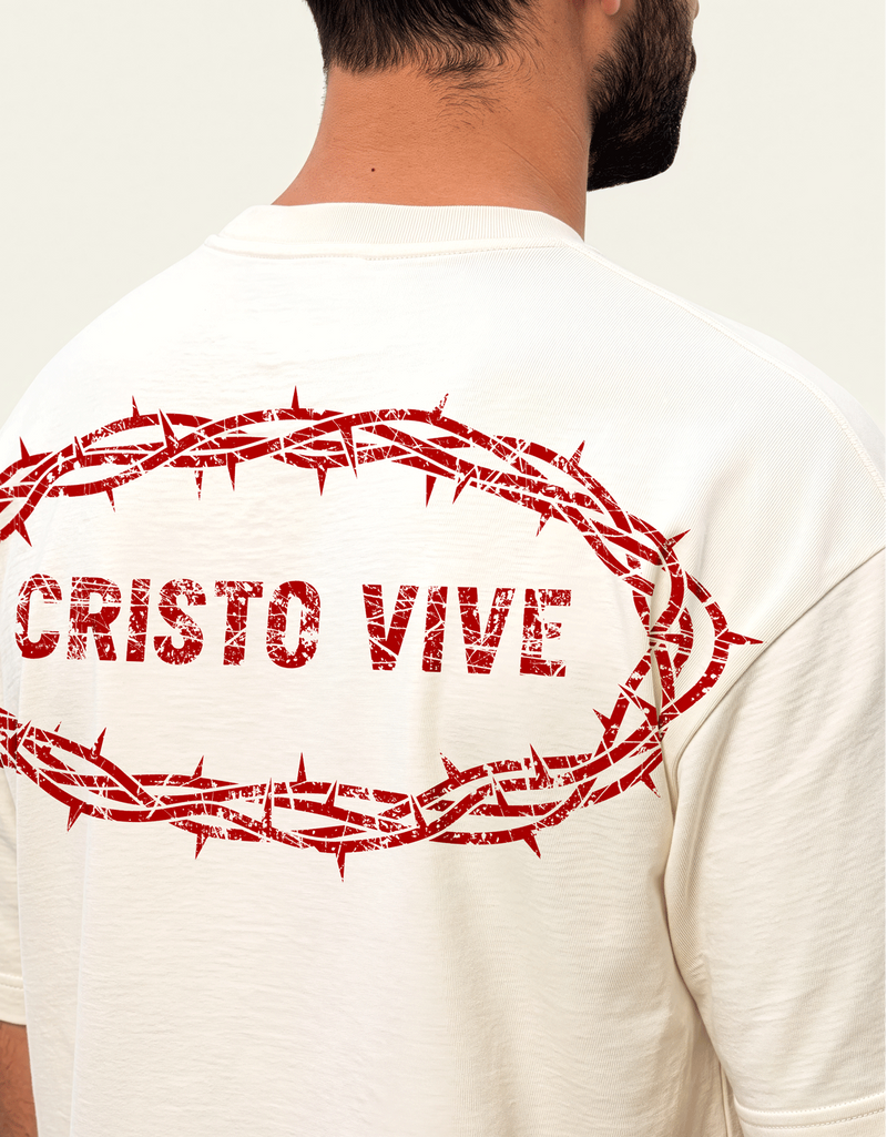 280gsm Cristo Vive (Back) Print (Off White)