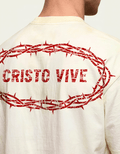280gsm Cropped Cristo Vive (Back) Print (Off White)