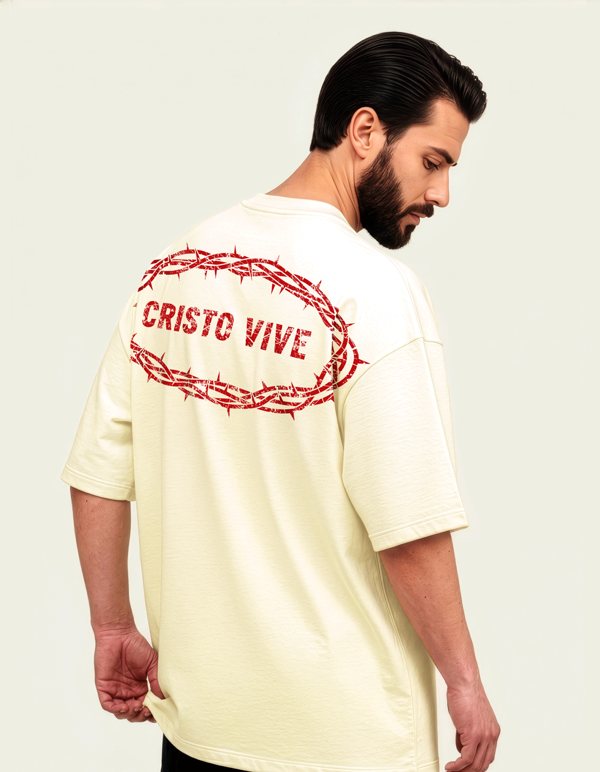425gsm Cristo Vive (Back) Print (Off White)