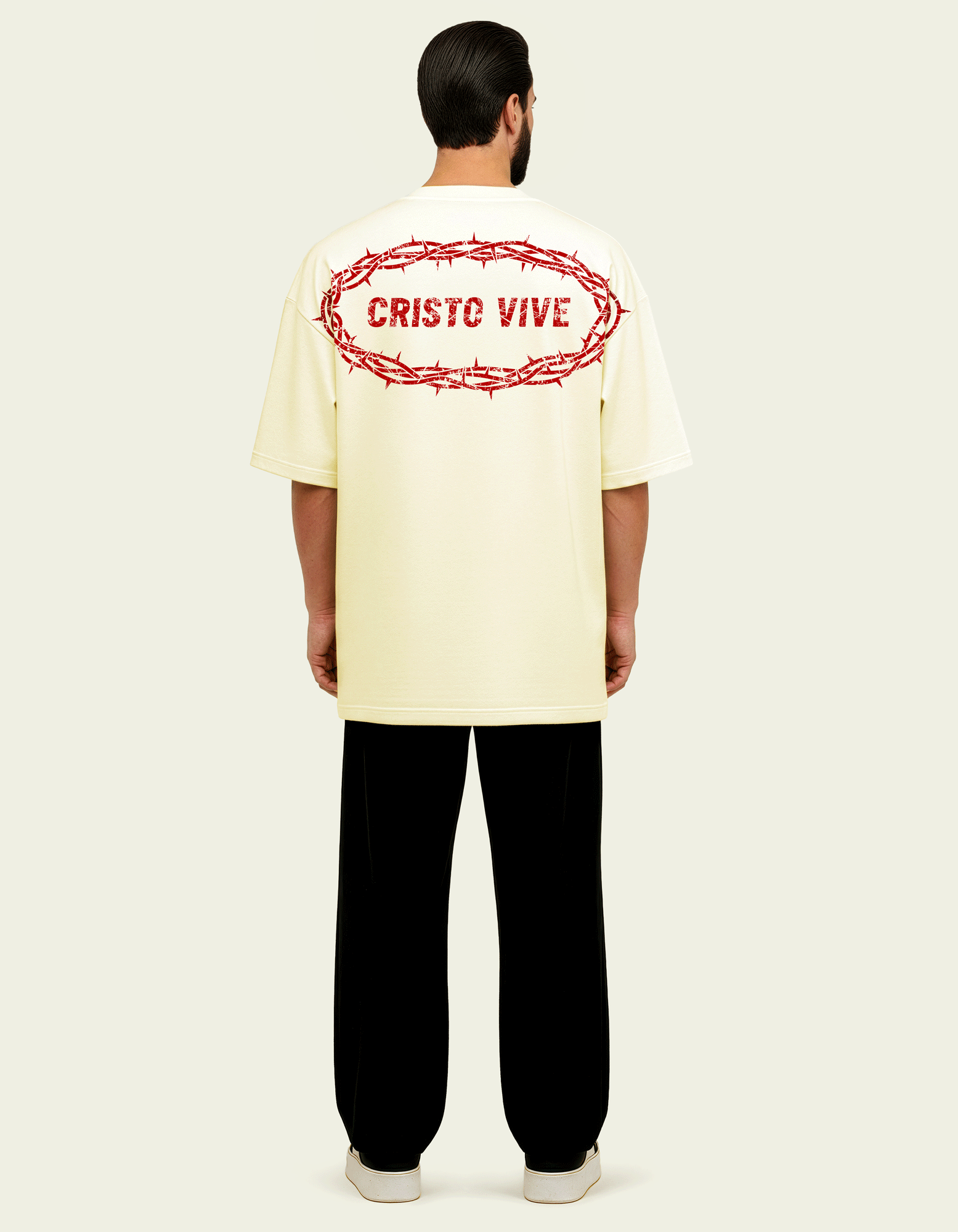 425gsm Cristo Vive (Back) Print (Off White)