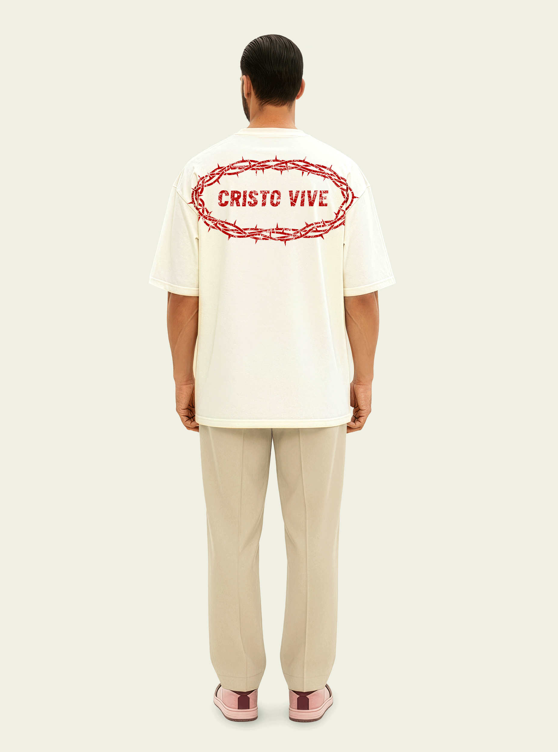 280gsm Cristo Vive (Back) Print (Off White)