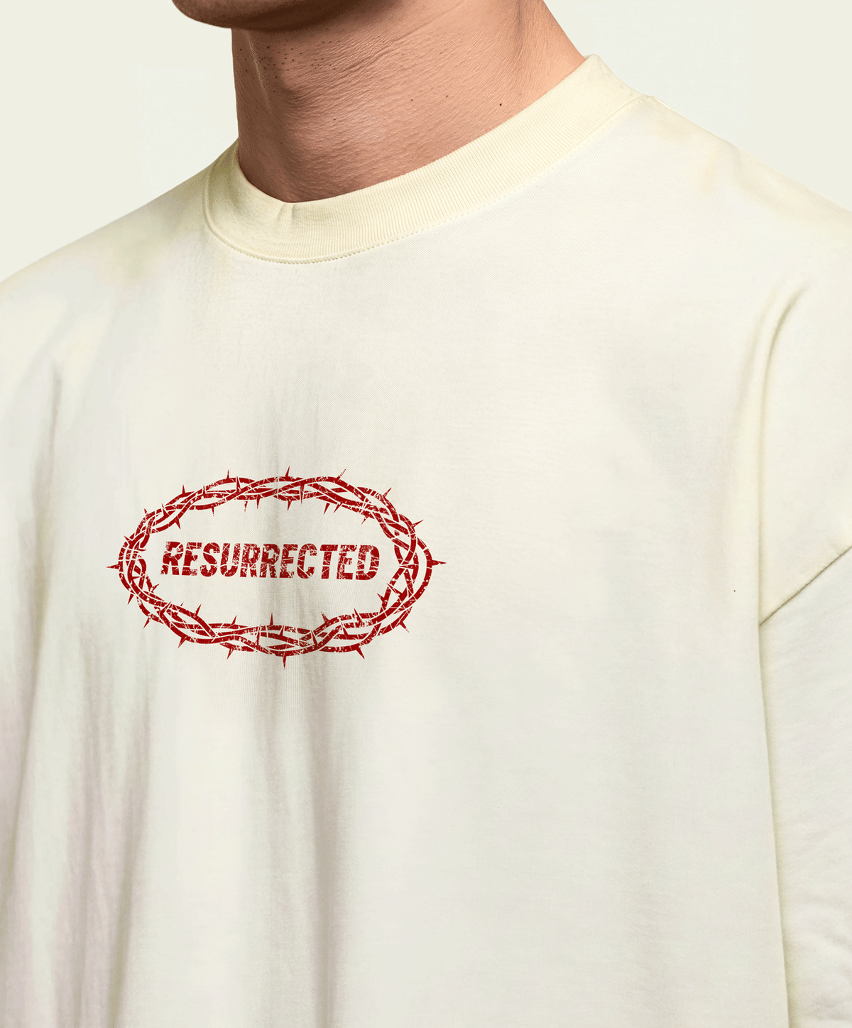 280gsm Cropped Resurrected (Front) Print (Off White)