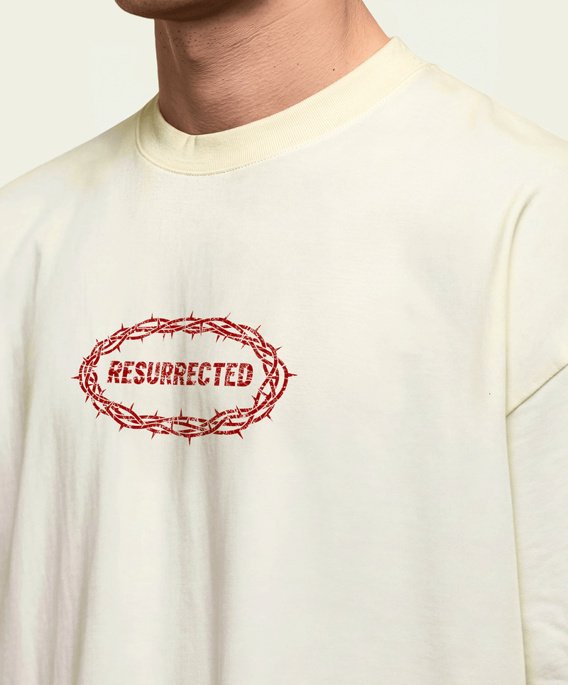 280gsm Cropped Resurrected (Front) Print (Off White)