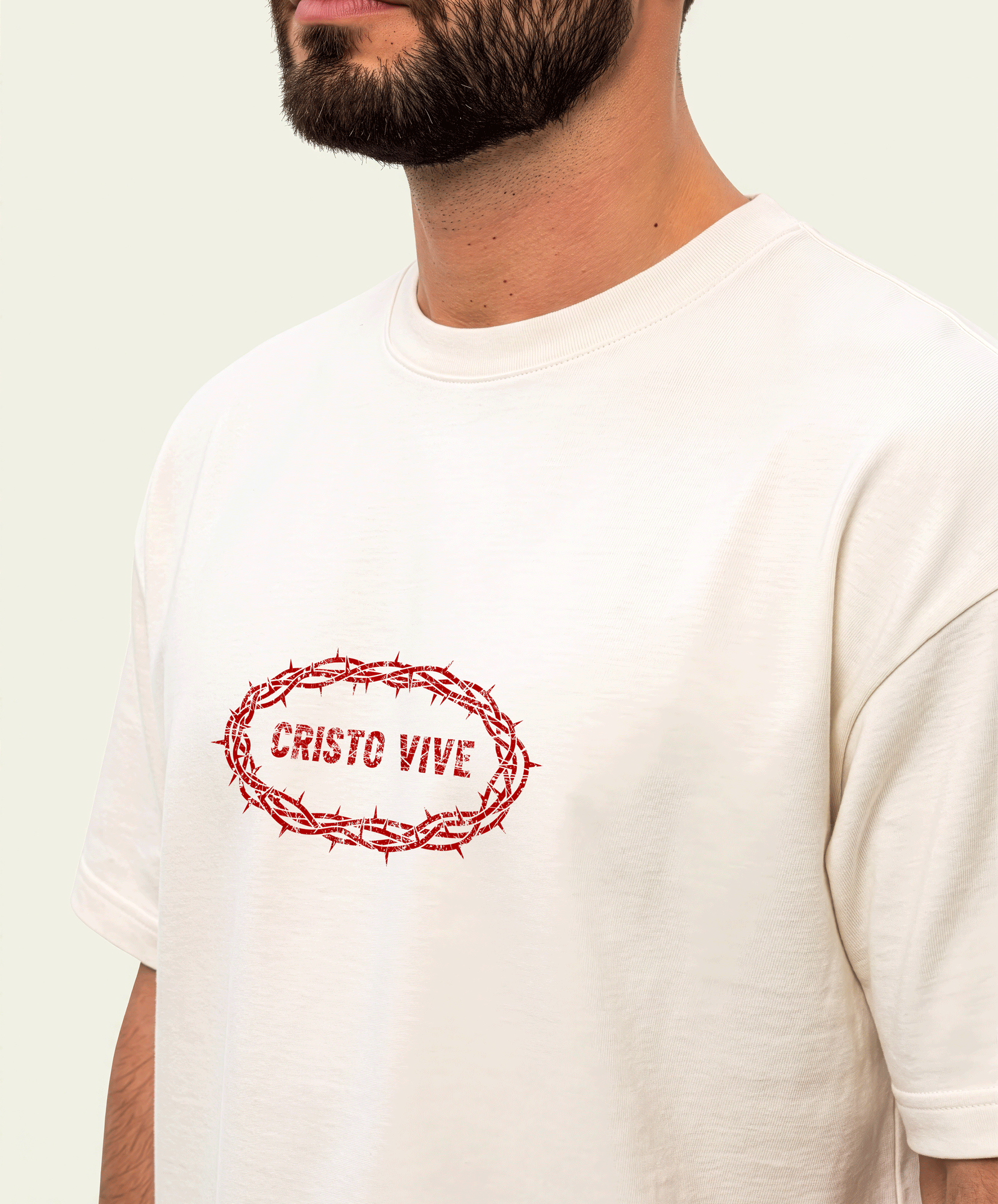 280gsm Cristo Vive (Front) Print (Off White)