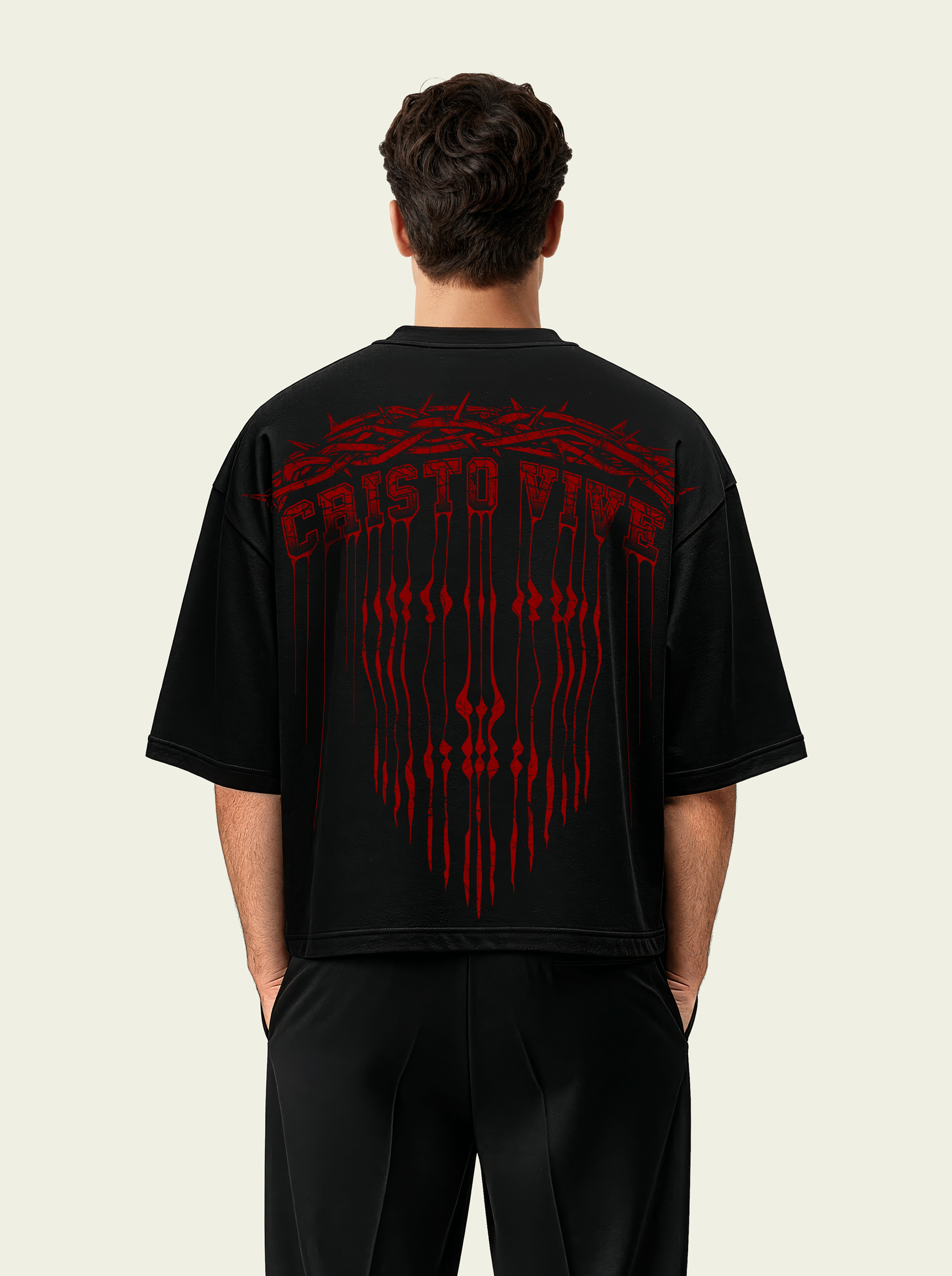 280gsm Cropped Cristo Vive Drip Print