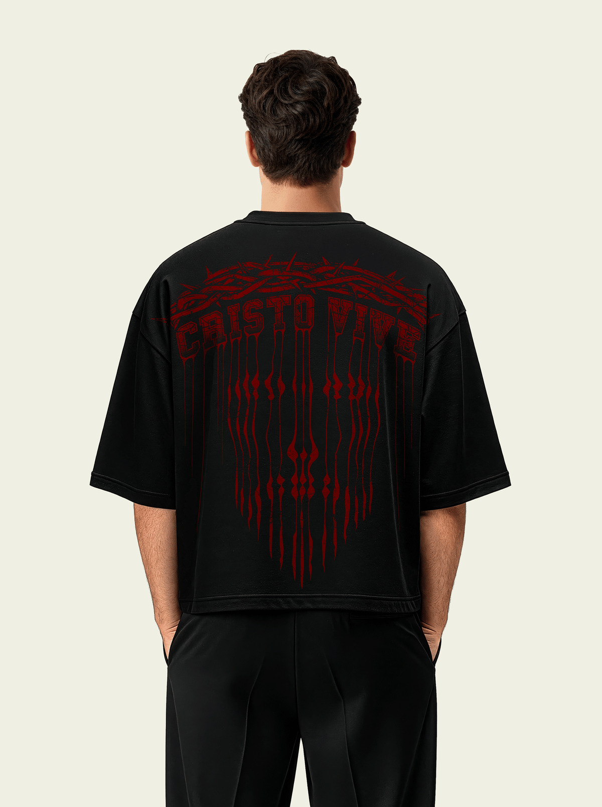 280gsm Cropped Cristo Vive Drip Print