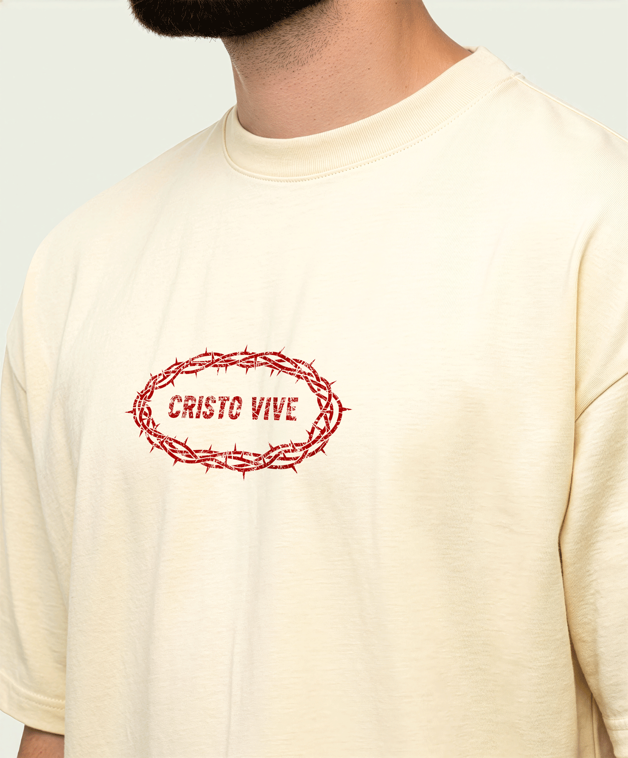 305gsm Cristo Vive (Front) Print (Off White)