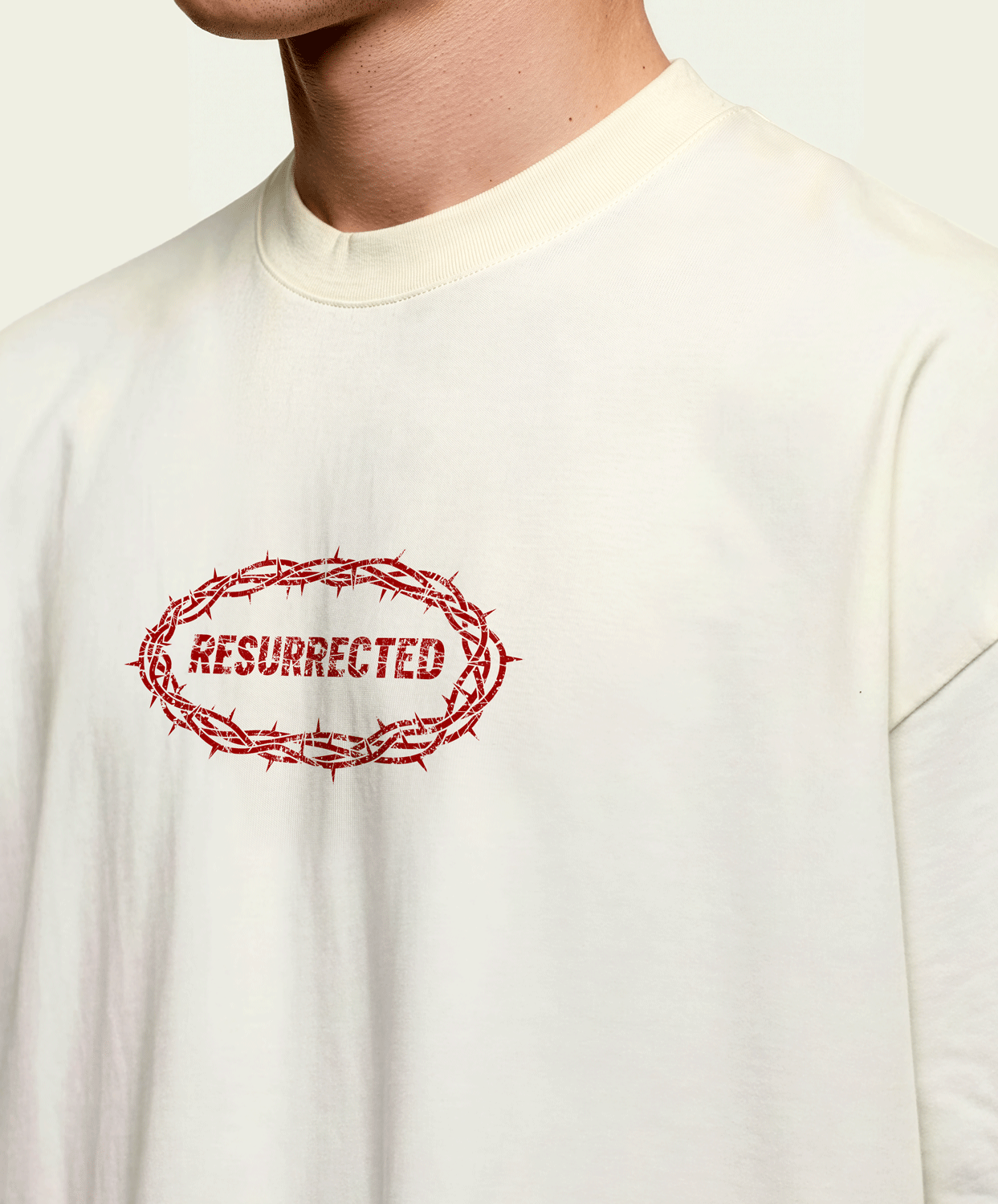 280gsm Cropped Resurrected (Front) Print (Off White)